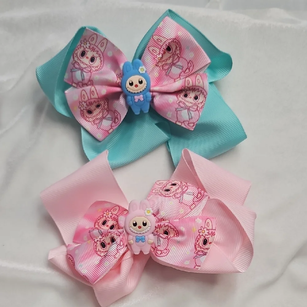 Girl's Set of 2 Labubu Monsters Hairbows Hair Accessories Clip On Cute Trendy